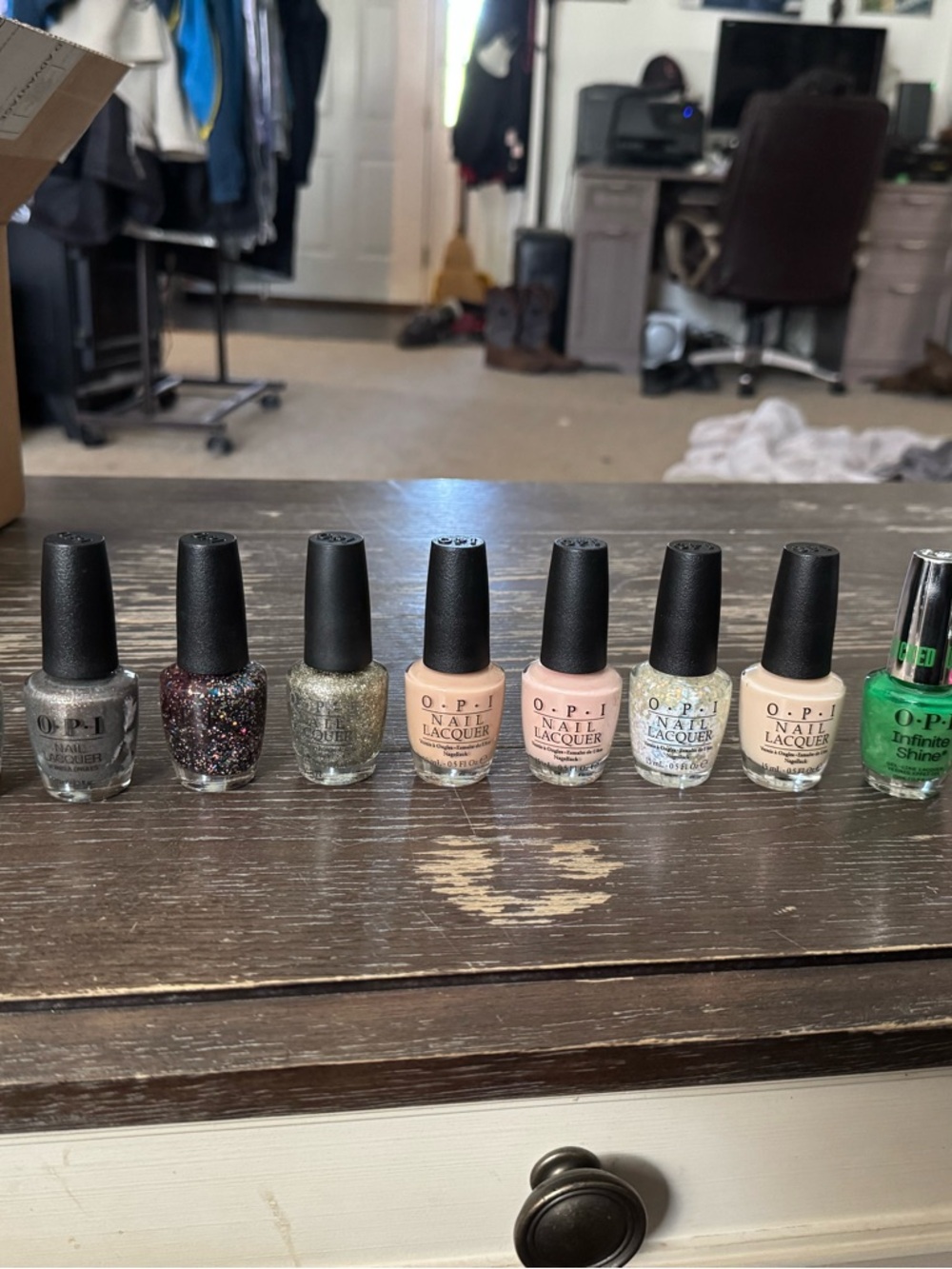 OPI Nail Polish Set — Silver, Glitter, Nude, Pale Pink & Green Shades